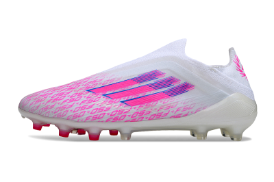 Men's Adidas F50 Elite Laceless FG Football Boots - White/Pink/Blue