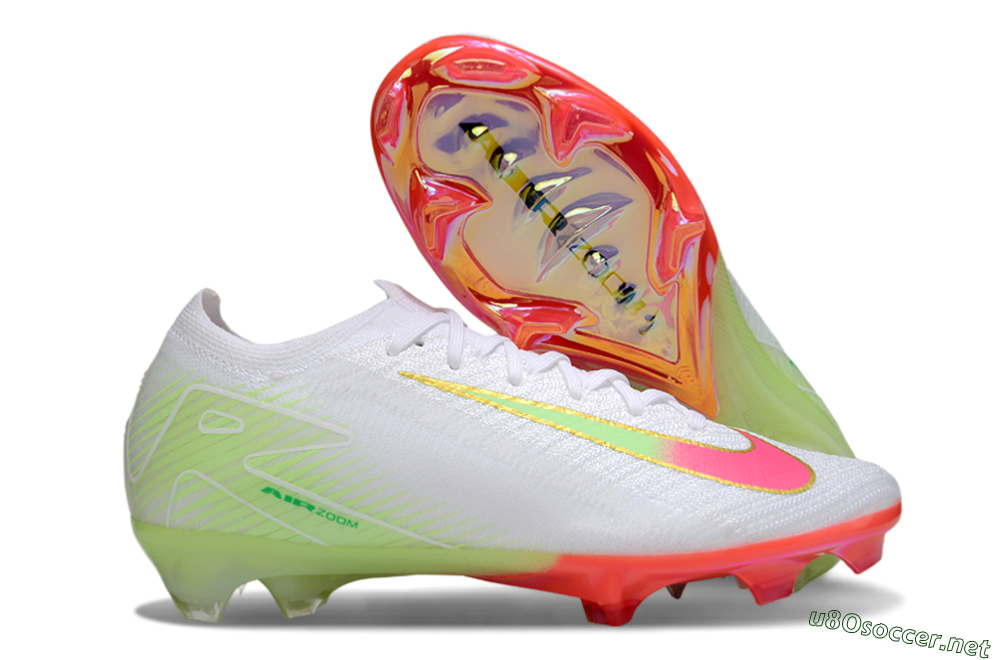 Unisex Nike Air Zoom Mercurial Vapor 16 Elite FG Football Boots - White/Pink/Yellow 2