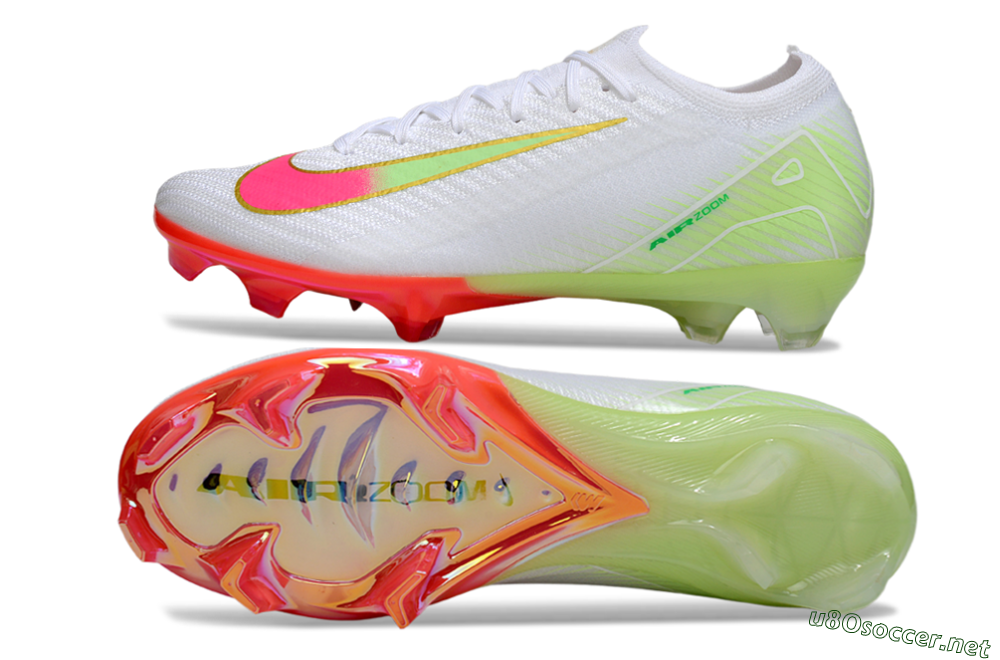 Unisex Nike Air Zoom Mercurial Vapor 16 Elite FG Football Boots - White/Pink/Yellow 1