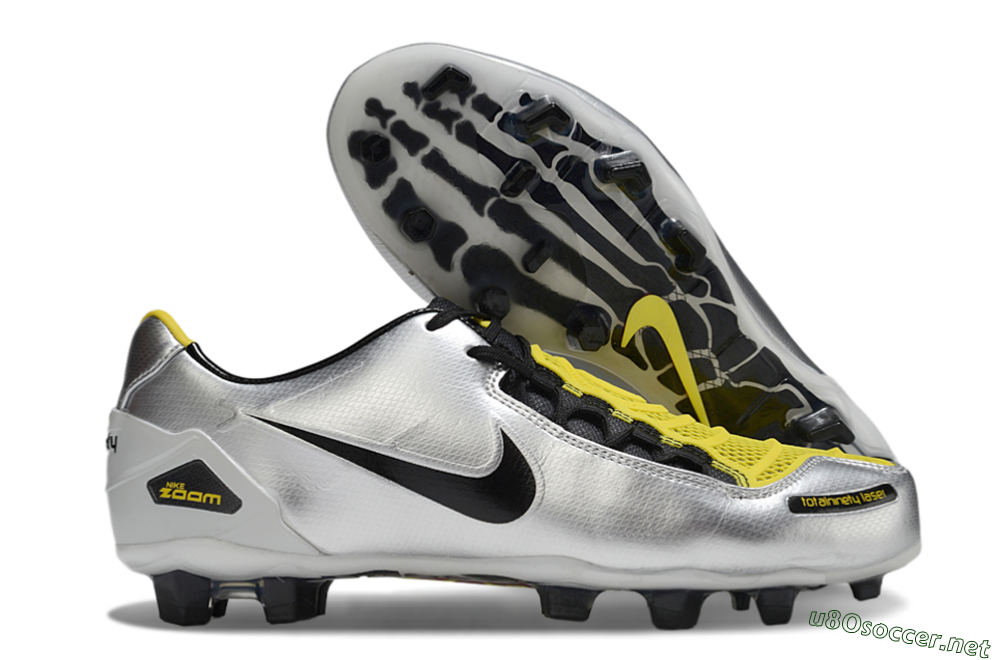Men's Nike Air Zoom Total 90 Laser FG Football Boots - Silver/Black/Yellow 2