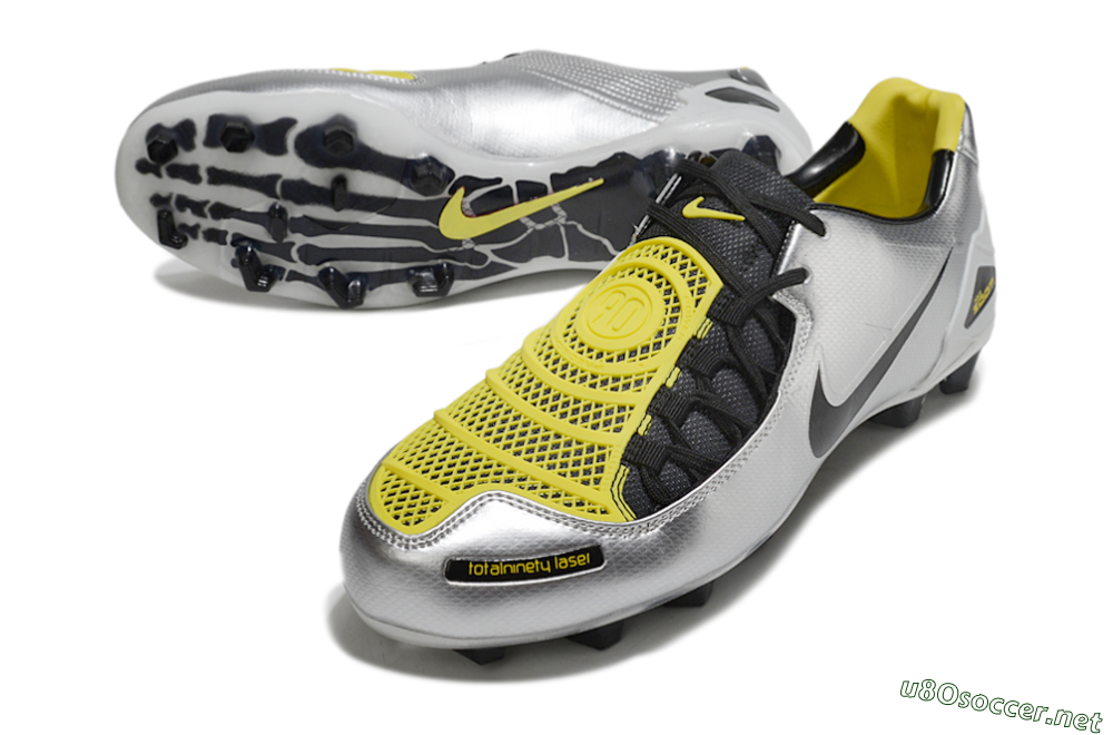 Men's Nike Air Zoom Total 90 Laser FG Football Boots - Silver/Black/Yellow 3