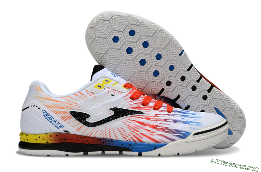 Men's Joma Top Flex IC Football Shoes - White/Black/Red 2