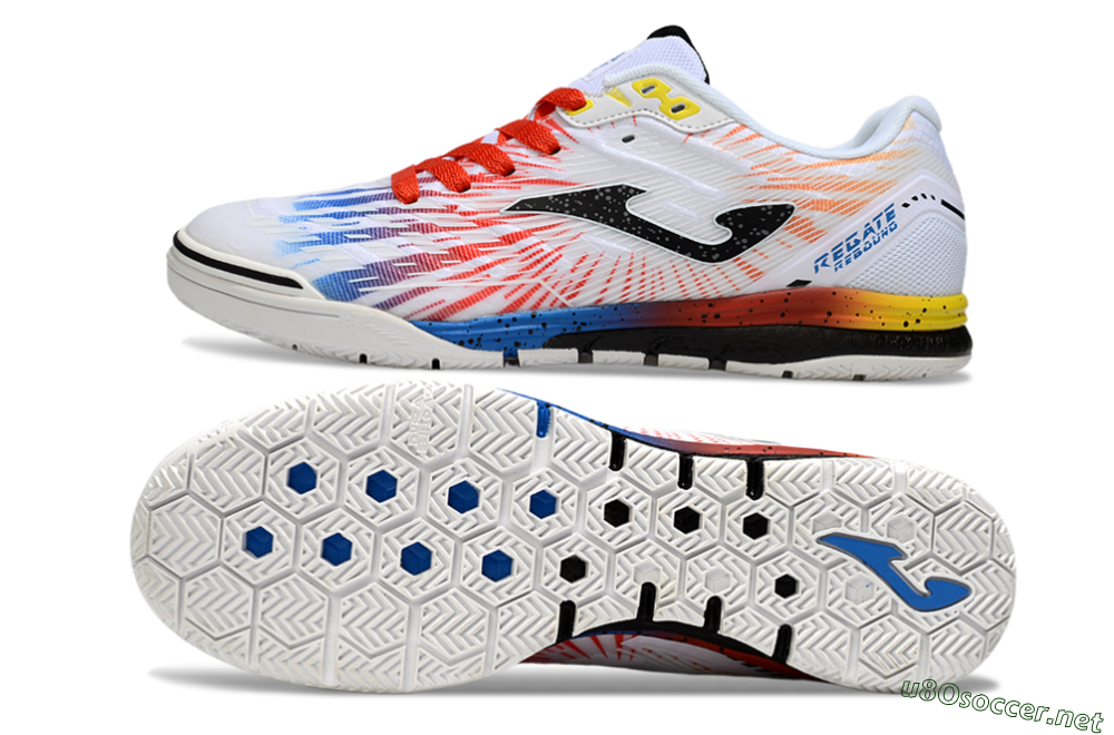 Men's Joma Top Flex IC Football Shoes - White/Black/Red 1