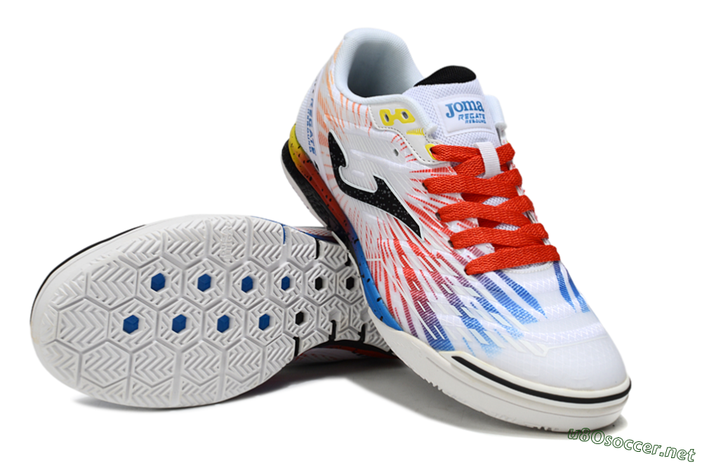 Men's Joma Top Flex IC Football Shoes - White/Black/Red 3