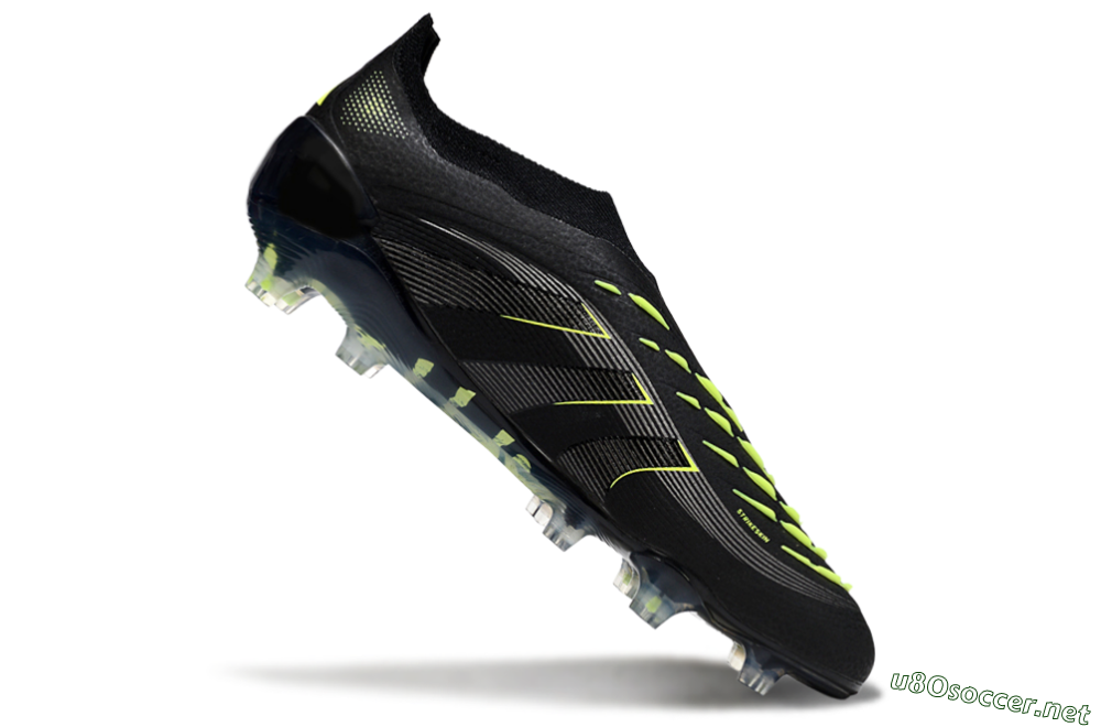 Men's Adidas Predator 25 Elite Laceless FG Football Boots - Black/Silver/Yellow 4