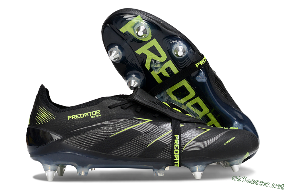 Men's Adidas Predator 25 Elite Foldover Tongue SG Football Boots - Black/Silver/Yellow 2