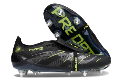 Men's Adidas Predator 25 Elite Foldover Tongue SG Football Boots - Black/Silver/Yellow