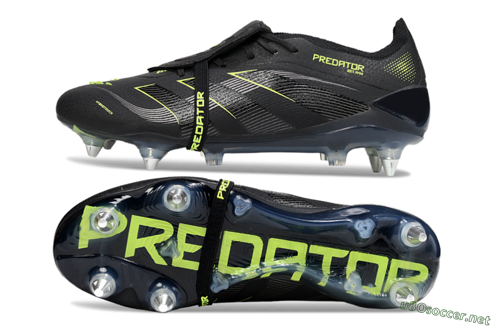 Men's Adidas Predator 25 Elite Foldover Tongue SG Football Boots - Black/Silver/Yellow 1