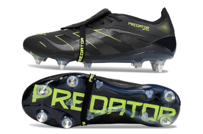 Men's Adidas Predator 25 Elite Foldover Tongue SG Football Boots - Black/Silver/Yellow