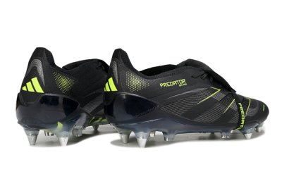 Men's Adidas Predator 25 Elite Foldover Tongue SG Football Boots - Black/Silver/Yellow