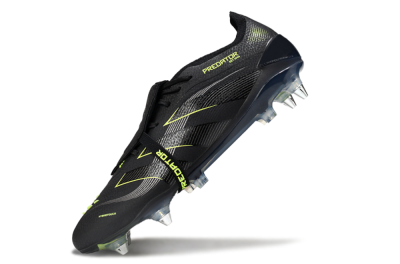Men's Adidas Predator 25 Elite Foldover Tongue SG Football Boots - Black/Silver/Yellow