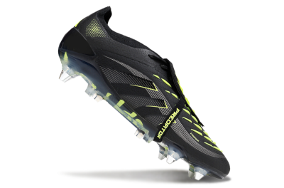Men's Adidas Predator 25 Elite Foldover Tongue SG Football Boots - Black/Silver/Yellow