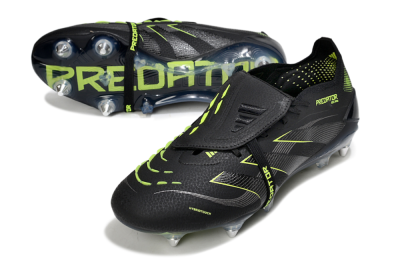 Men's Adidas Predator 25 Elite Foldover Tongue SG Football Boots - Black/Silver/Yellow