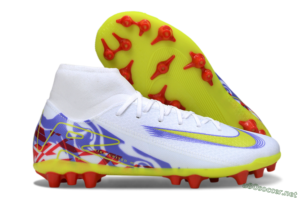 Men's Nike Air Zoom Mercurial Superfly 10 Academy AG Football Boots - White/Purple/Yellow 2