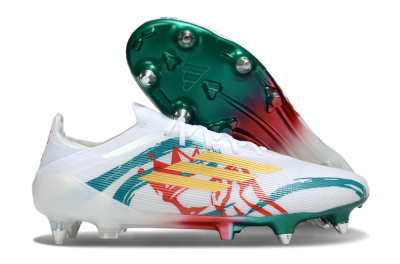 Men's Adidas F50 Elite SG Football Boots - White/Green/Gold/Red