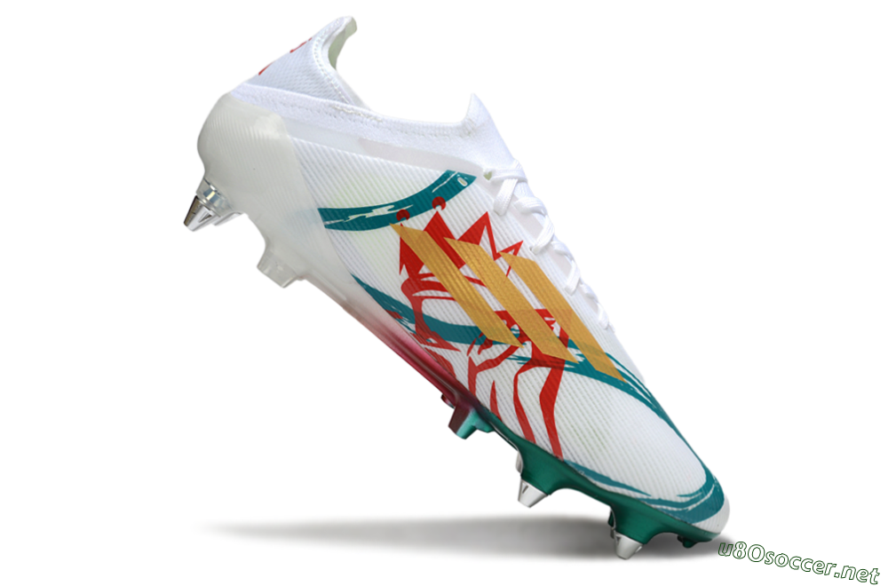 Men's Adidas F50 Elite SG Football Boots - White/Green/Gold/Red 4
