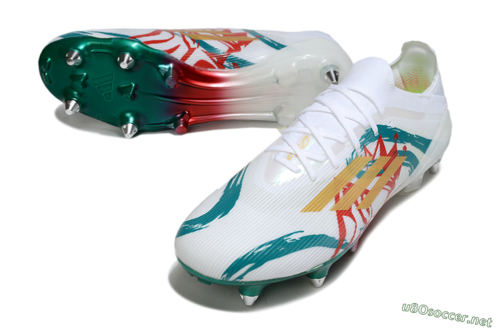 Men's Adidas F50 Elite SG Football Boots - White/Green/Gold/Red 3