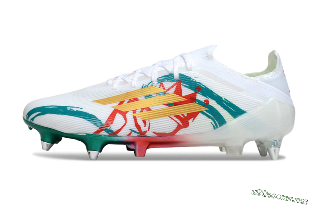 Men's Adidas F50 Elite SG Football Boots - White/Green/Gold/Red 0