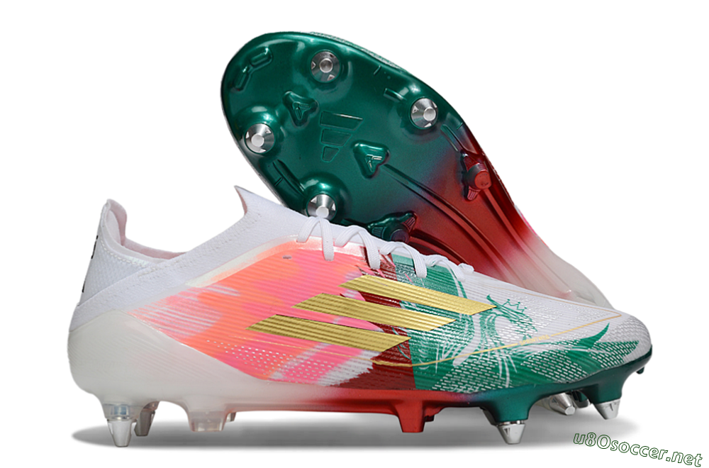 Men's Adidas F50 Elite SG Football Boots - White/Green/Gold/Red 2