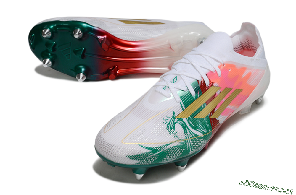 Men's Adidas F50 Elite SG Football Boots - White/Green/Gold/Red 3