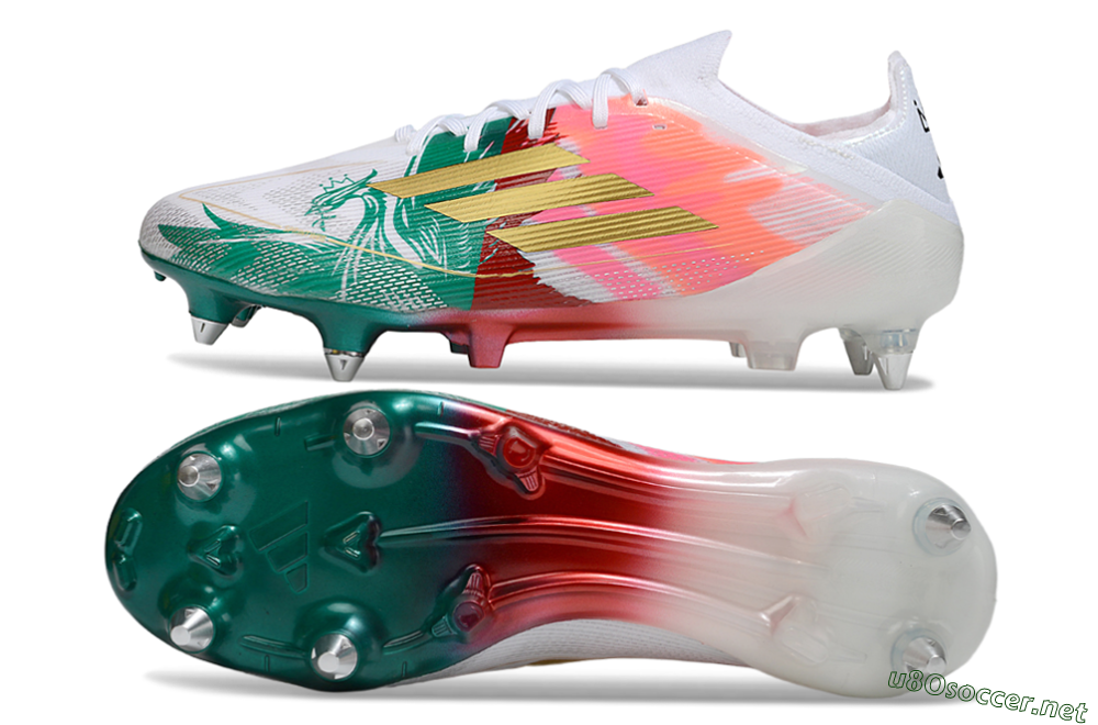Men's Adidas F50 Elite SG Football Boots - White/Green/Gold/Red 1
