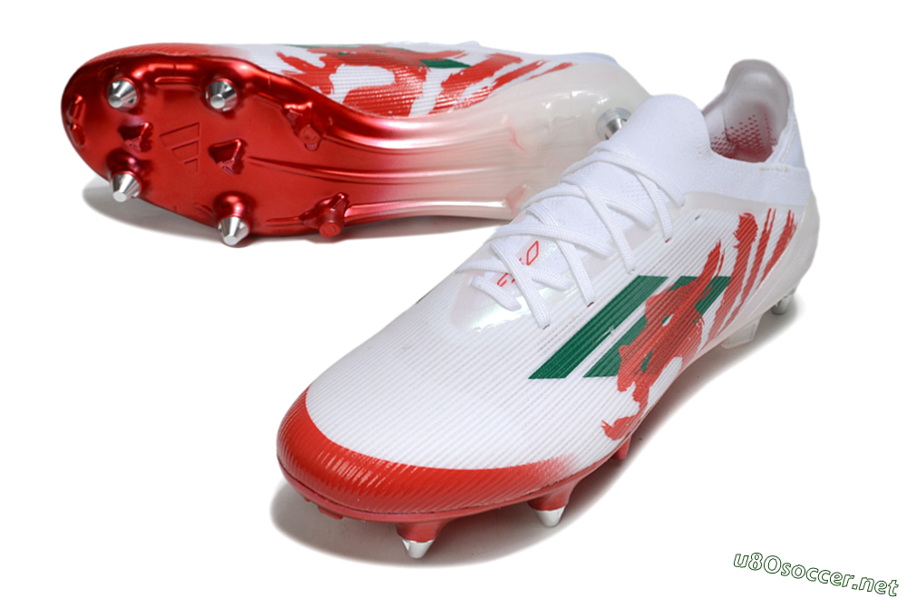 Men's Adidas F50 Elite SG Football Boots - White/Green/Red 3