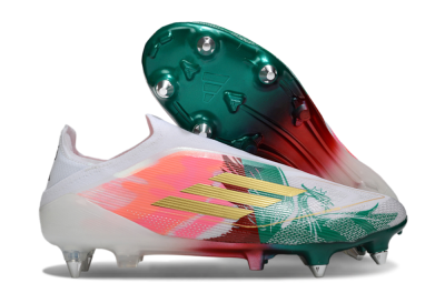 Men's Adidas F50 Elite Laceless SG Football Boots - White/Green/Gold/Red