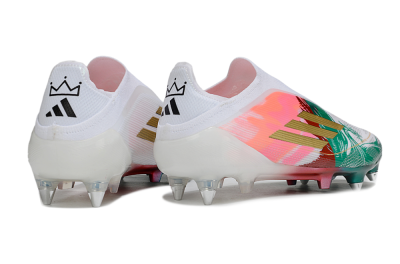 Men's Adidas F50 Elite Laceless SG Football Boots - White/Green/Gold/Red