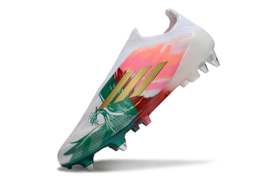 Men's Adidas F50 Elite Laceless SG Football Boots - White/Green/Gold/Red