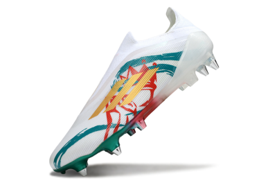 Men's Adidas F50 Elite Laceless SG Football Boots - White/Green/Gold/Red
