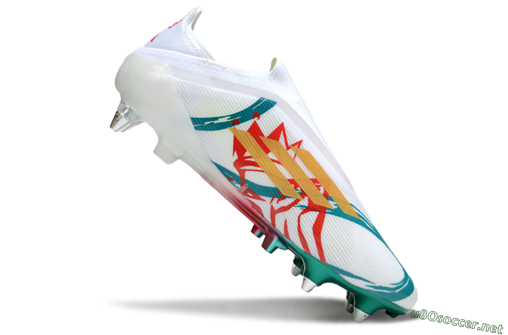 Men's Adidas F50 Elite Laceless SG Football Boots - White/Green/Gold/Red 4