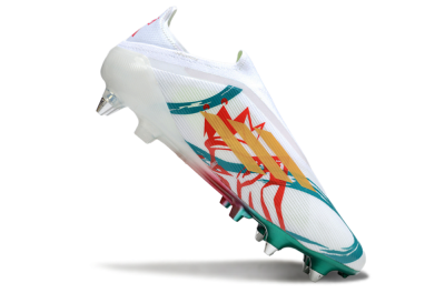 Men's Adidas F50 Elite Laceless SG Football Boots - White/Green/Gold/Red