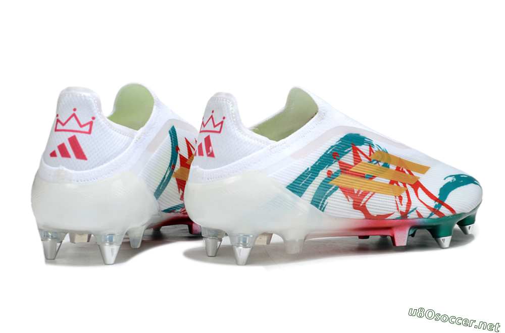 Men's Adidas F50 Elite Laceless SG Football Boots - White/Green/Gold/Red 6