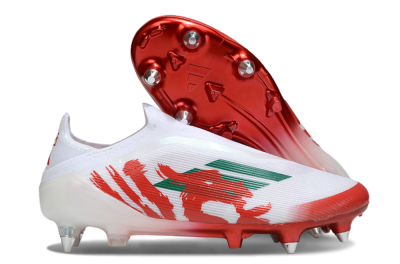 Men's Adidas F50 Elite Laceless SG Football Boots - White/Green/Red