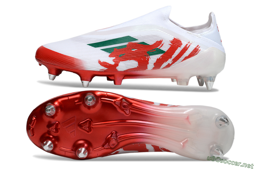 Men's Adidas F50 Elite Laceless SG Football Boots - White/Green/Red 1
