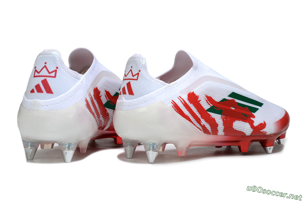 Men's Adidas F50 Elite Laceless SG Football Boots - White/Green/Red 6