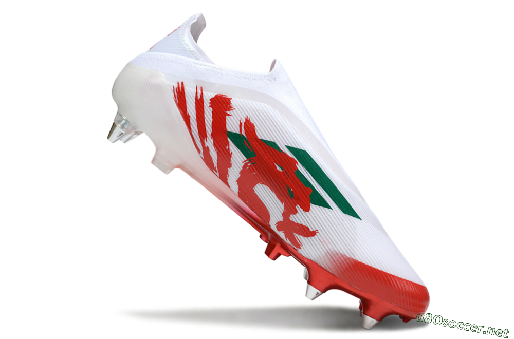 Men's Adidas F50 Elite Laceless SG Football Boots - White/Green/Red 4