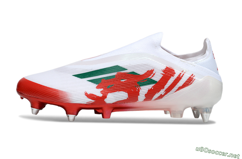 Men's Adidas F50 Elite Laceless SG Football Boots - White/Green/Red 0