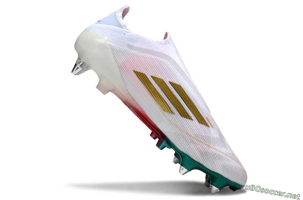 Men's Adidas F50 Elite Laceless SG Football Boots - White/Green/Gold/Red 4