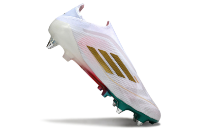 Men's Adidas F50 Elite Laceless SG Football Boots - White/Green/Gold/Red