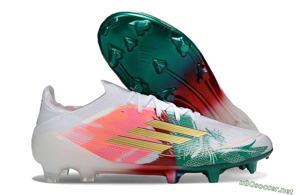 Unisex Adidas F50 Elite FG Football Boots - White/Green/Gold/Red 2