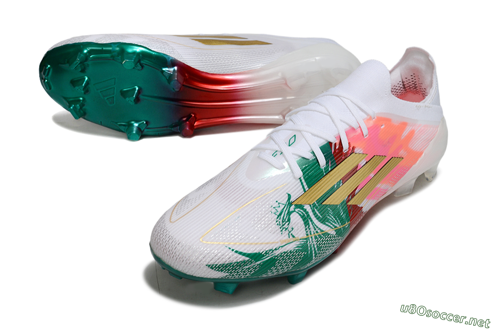 Unisex Adidas F50 Elite FG Football Boots - White/Green/Gold/Red 3
