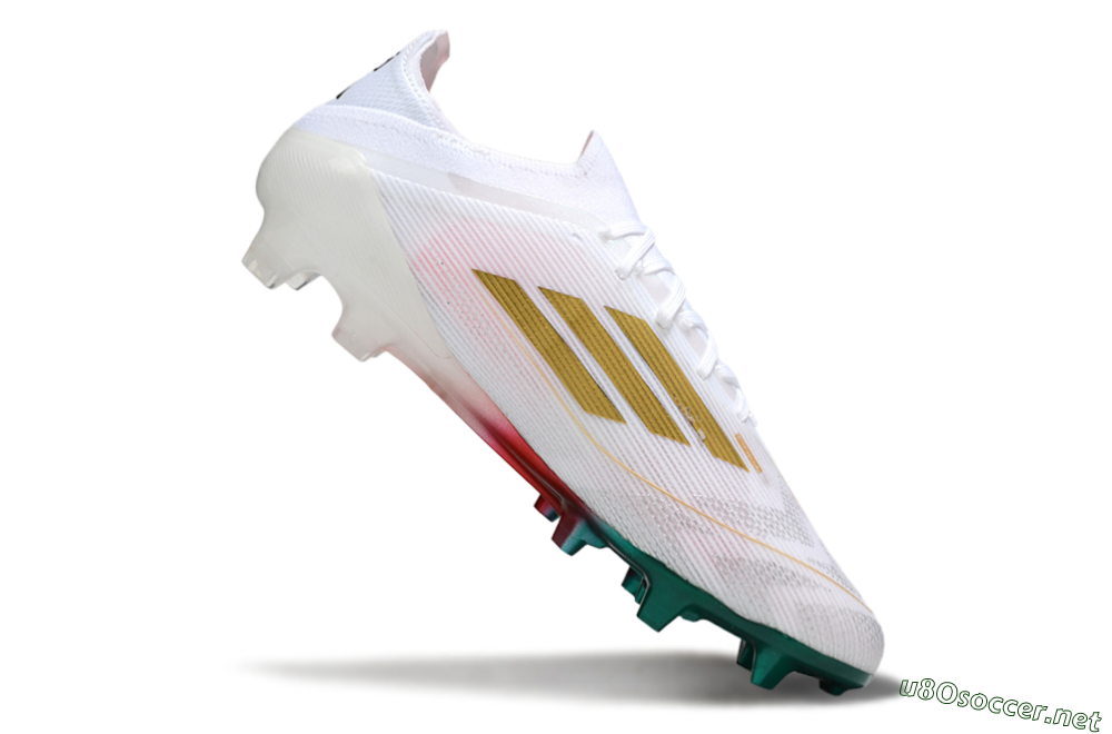Unisex Adidas F50 Elite FG Football Boots - White/Green/Gold/Red 4