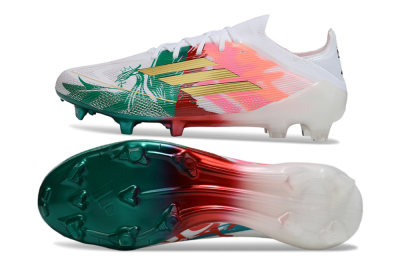 Unisex Adidas F50 Elite FG Football Boots - White/Green/Gold/Red