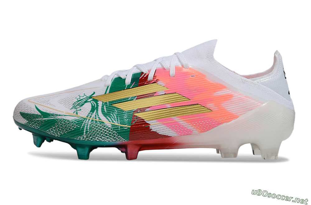 Unisex Adidas F50 Elite FG Football Boots - White/Green/Gold/Red 0