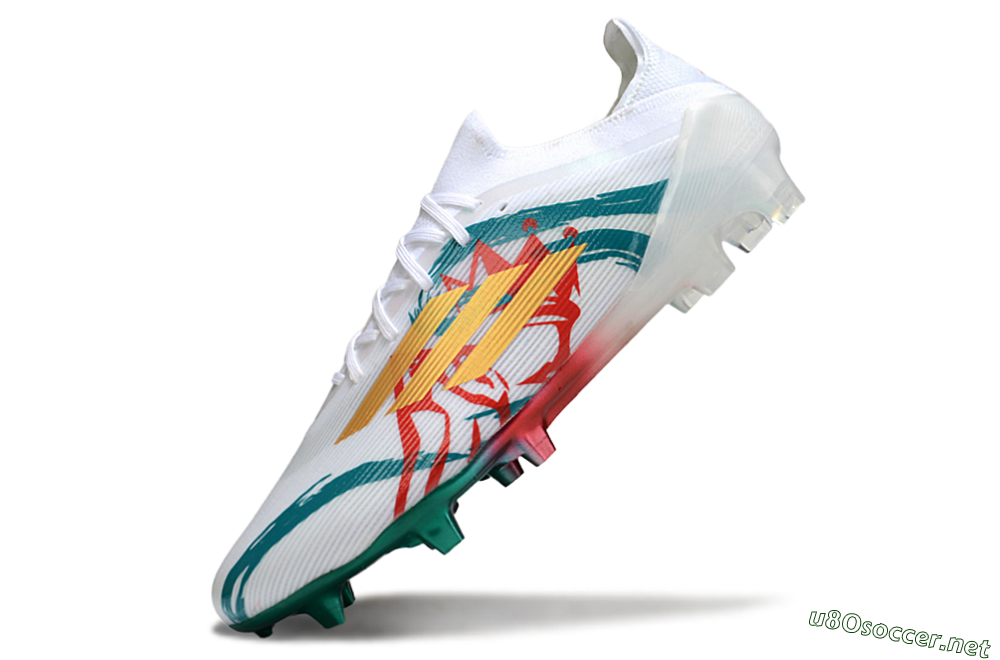 Unisex Adidas F50 Elite FG Football Boots - White/Green/Gold/Red 5