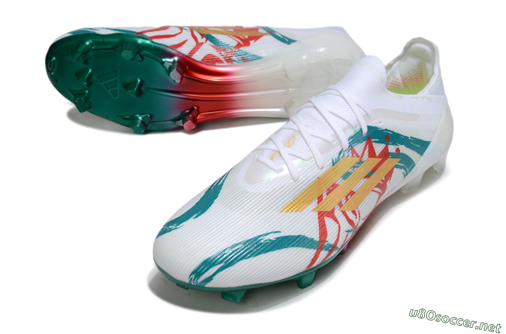 Unisex Adidas F50 Elite FG Football Boots - White/Green/Gold/Red 3