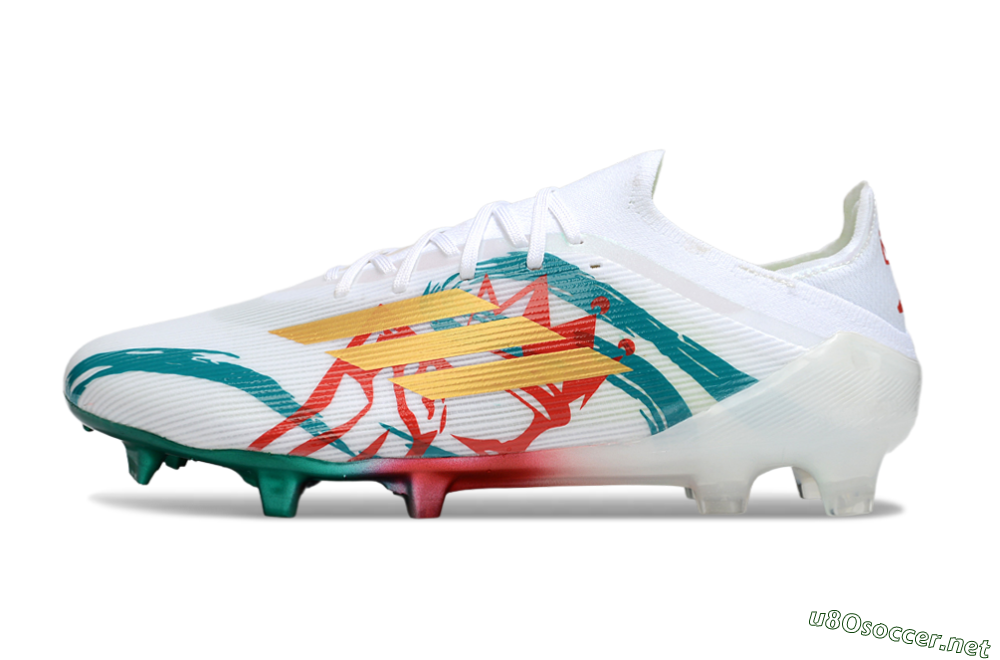 Unisex Adidas F50 Elite FG Football Boots - White/Green/Gold/Red 0