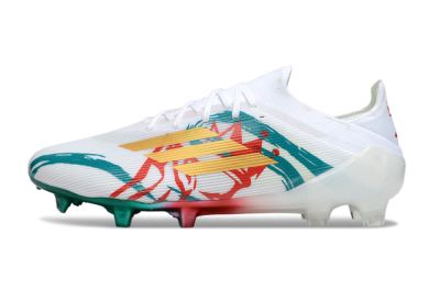 Unisex Adidas F50 Elite FG Football Boots - White/Green/Gold/Red
