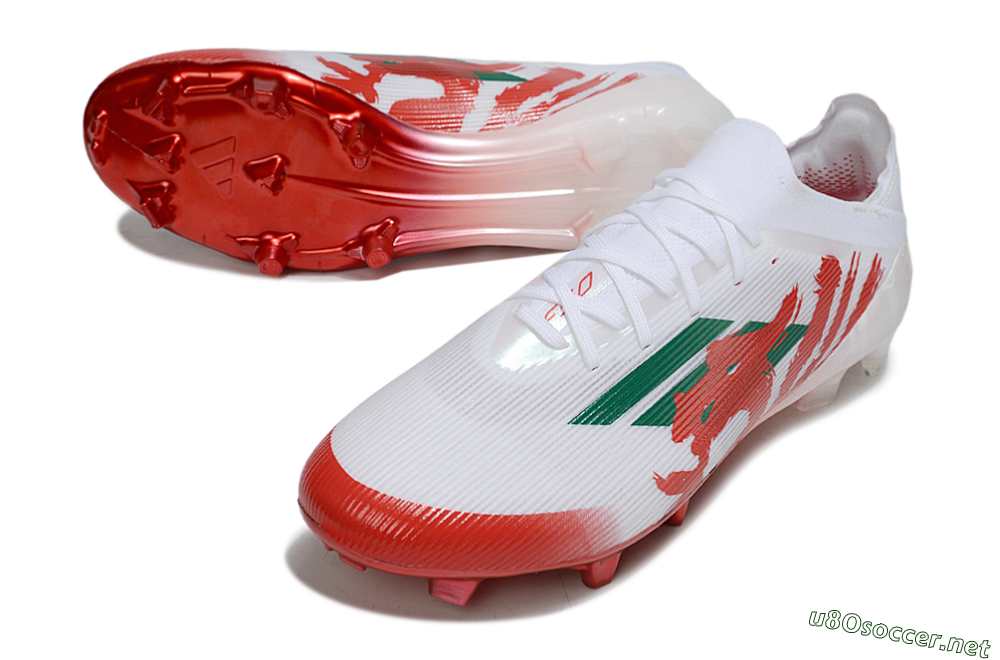 Unisex Adidas F50 Elite FG Football Boots - White/Green/Red 3